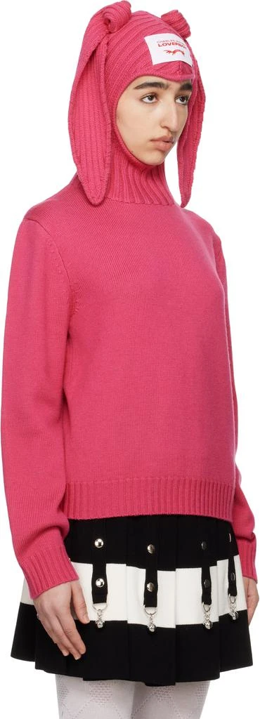 Charles Jeffrey Loverboy Pink Merino Rabbit Balaclava Hoodie 2