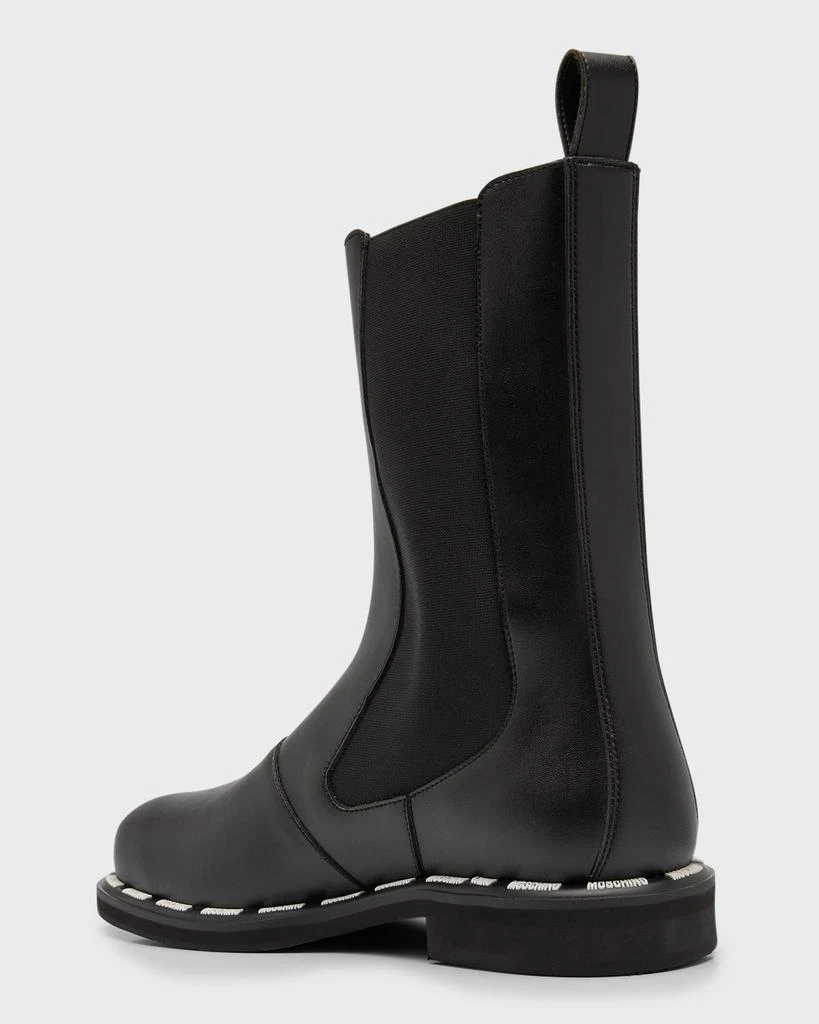 Moschino Men's Leather Label Pull-On Boots 4