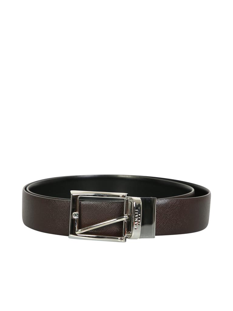 Canali Leather Belt With Engraved  Logo