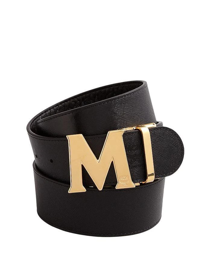 MCM Claus M Reversible Belt Rose Gold/Black Women One Size Leather Authentic MCM CLAUS M BUCKLE REVERSIBLE BELT – Caroline main image 2