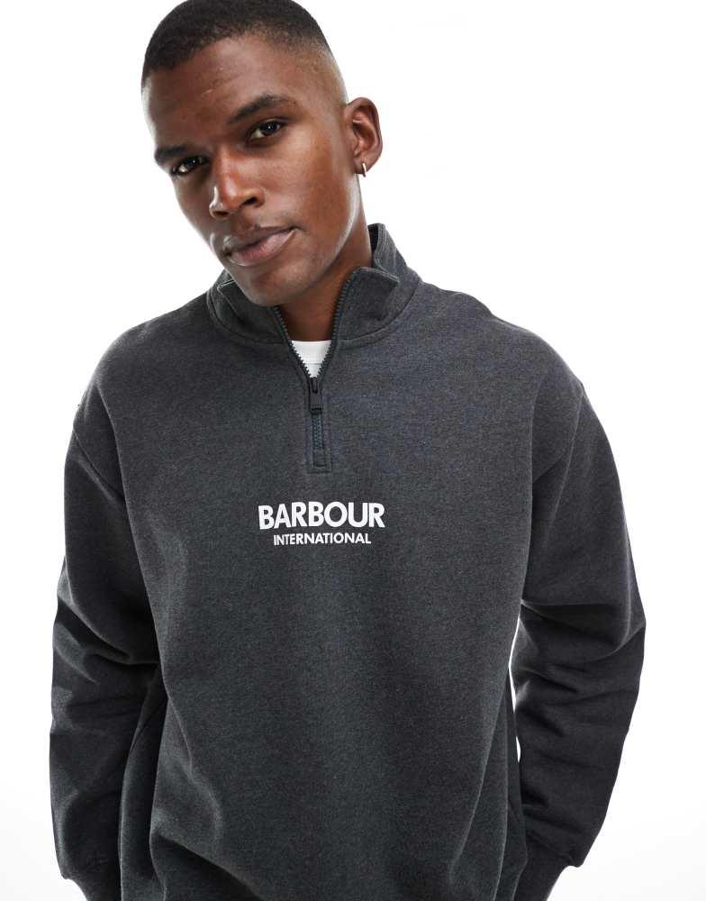 Barbour Barbour International Formula oversized half zip sweatshirt in dark grey
