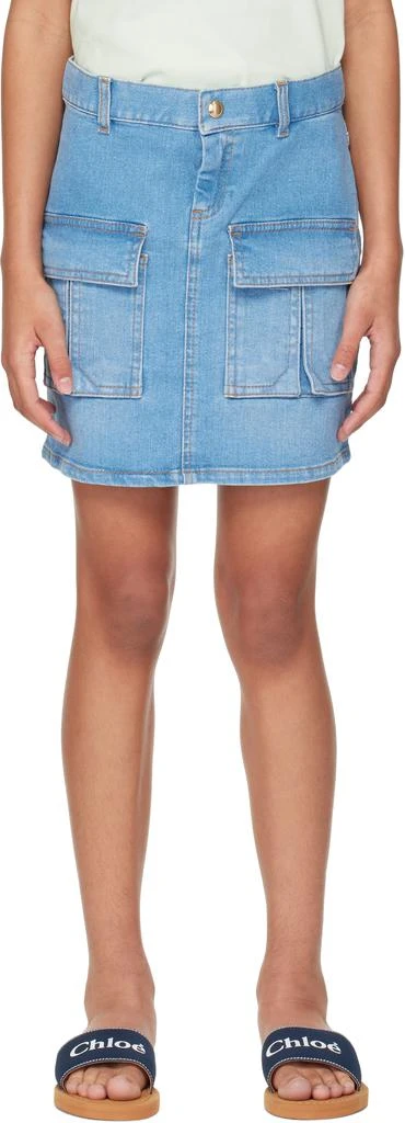 Chloé Kids Blue Faded Denim Skirt