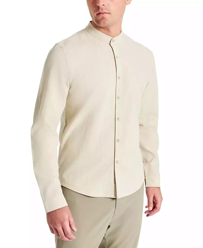 Kenneth Cole Men's Slim-Fit Performance Stretch Textured Band-Collar Button-Down Shirt 1