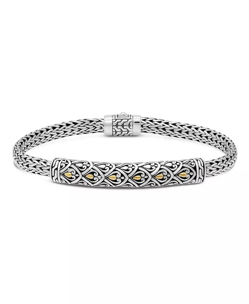 DEVATA Dragon Skin with Dragon Bone Chain Bracelet in Sterling Silver and 18K Gold Accents