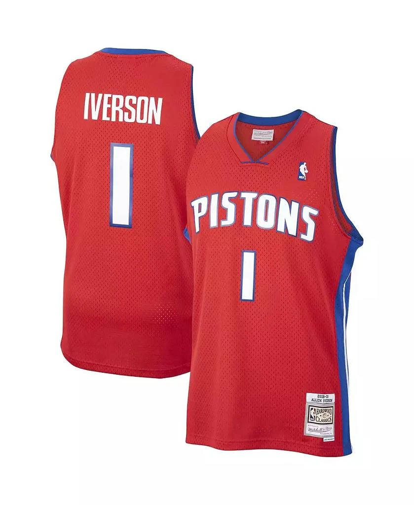 Mitchell & Ness Men's Allen Iverson Red Detroit Pistons 2008-09 Hardwood Classics Swingman Jersey 1