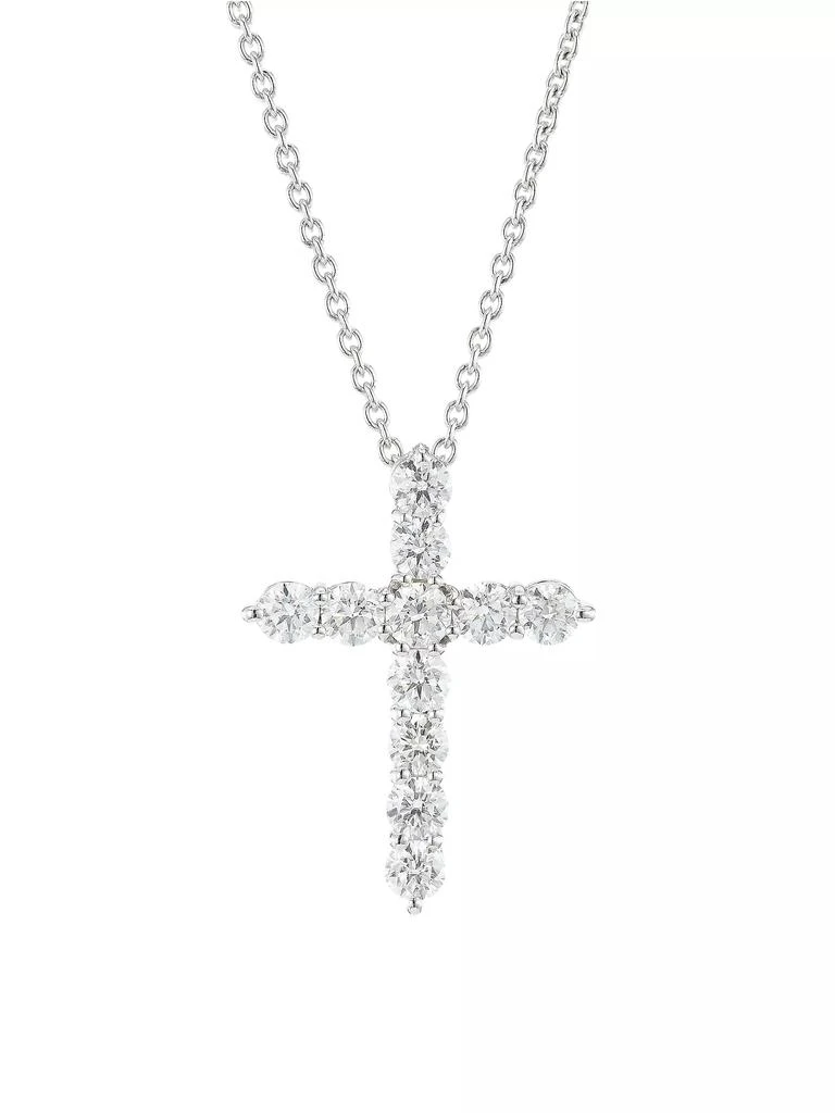 Roberto Coin 18K White Gold & Diamond Large Cross Pendant Necklace 1