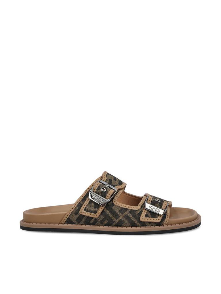Fendi Fendi FF Jacquard Buckle-Detailed Slides - Slippers
