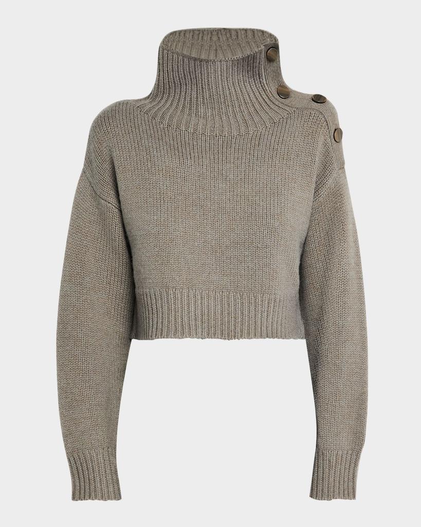 Yves Salomon Buttoned Wool-Cashmere Turtleneck Sweater