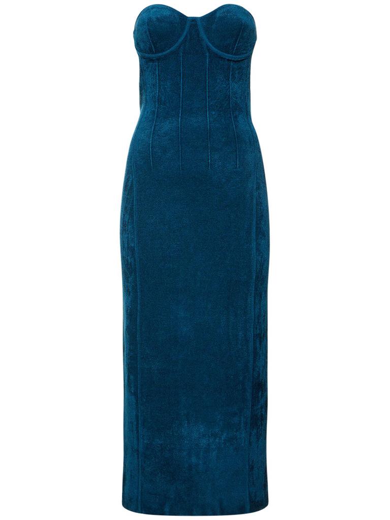 GALVAN Titania Compact Velvet Knit Midi Dress