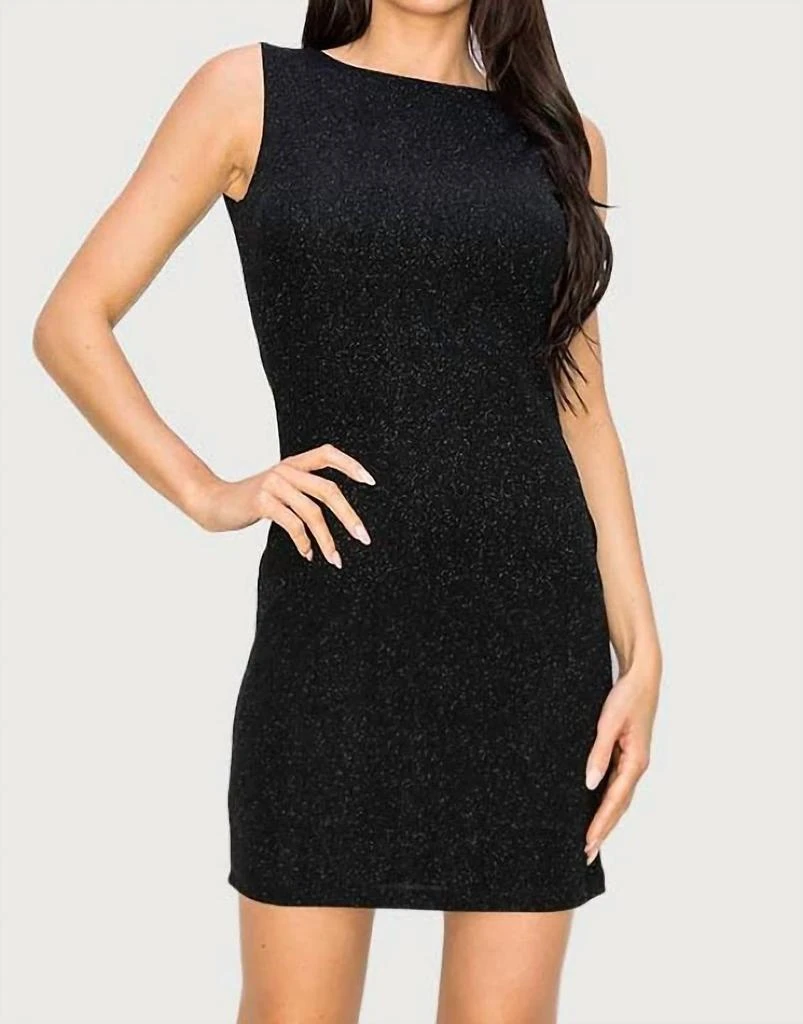 LAST TANGO Sparkle Slim Fitting Dress In Black 1