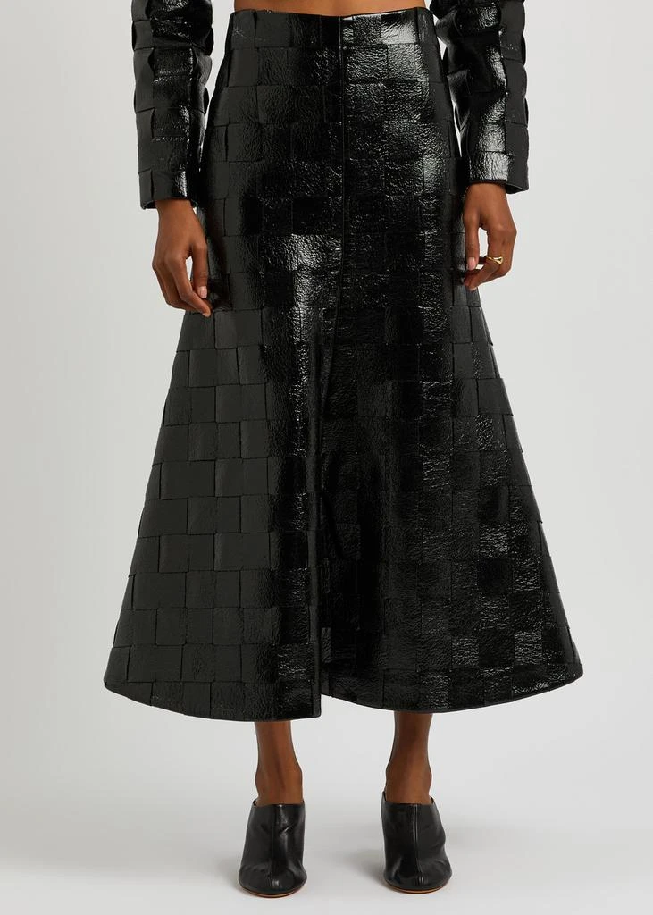 A.W.A.K.E MODE Woven patent faux leather maxi skirt  2