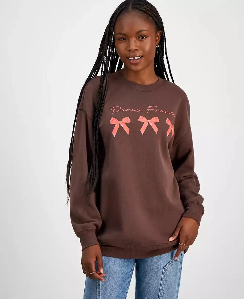 Rebellious One Juniors' Paris Bow Graphic Sweatshirt 1