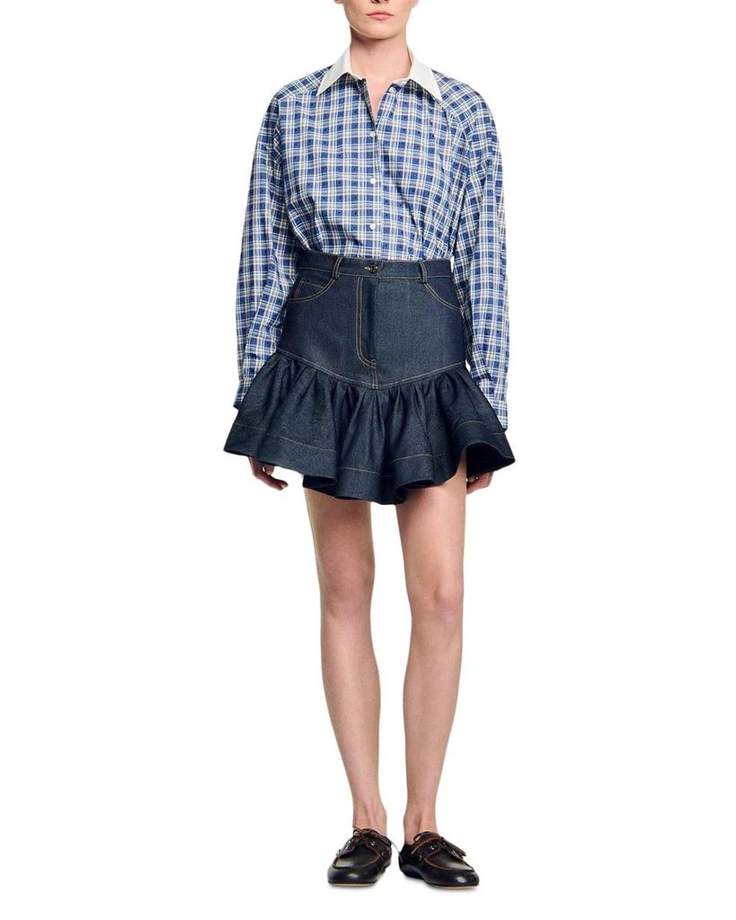 Sandro Ruffled Mini Denim Skirt 5