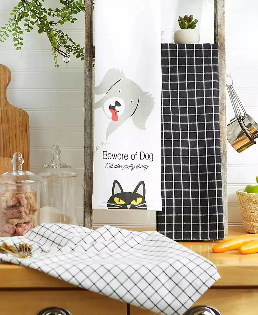 Design Imports Everyday Pets Kitchen Collection Absorbent Dishtowel Set, 18x28", Beware, 3 Count 5