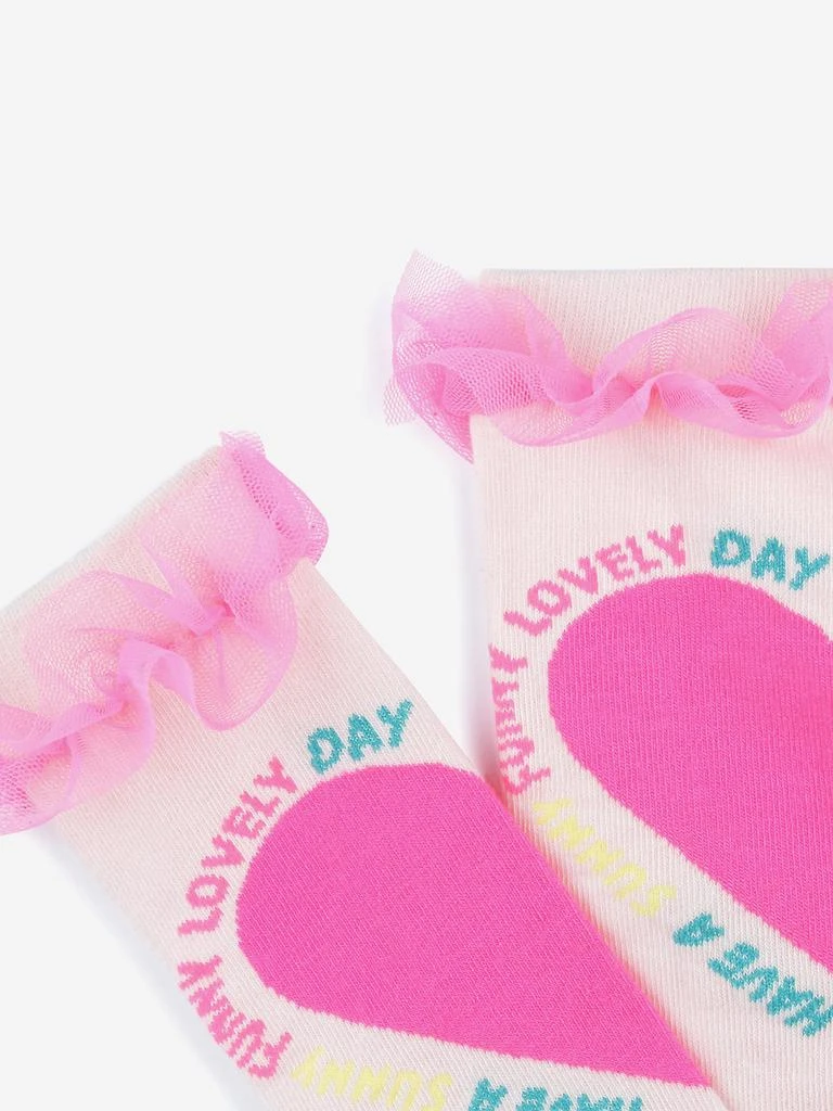 Billieblush Girls Tulle Ruffle Heart Socks in Pink 4