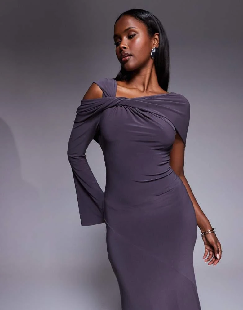 slim fit dress slacks Mac Duggal Sleeveless Embellished Cape Gown