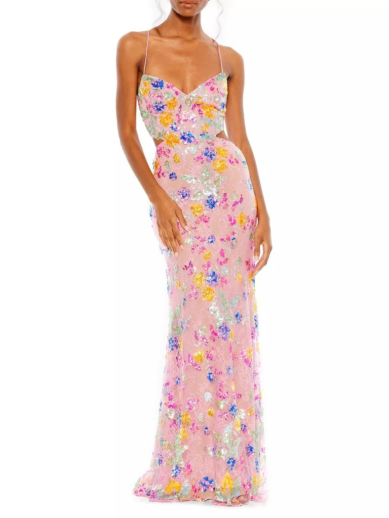 Mac Duggal Metallic Floral Sheath Gown 1