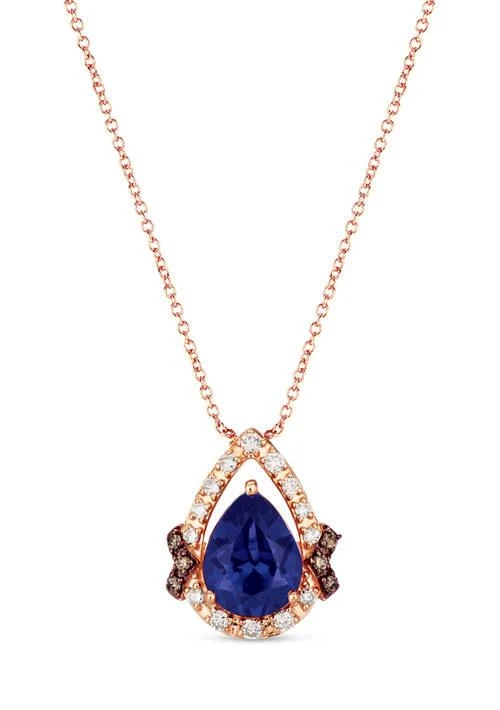 Le Vian 1/10 ct. t.w. Chocolate Diamond®, 1/8 ct. t.w. Nude Diamond™, and 1.5 ct. t.w. Tanzanite Pendant Necklace in 14K Strawberry Gold®
