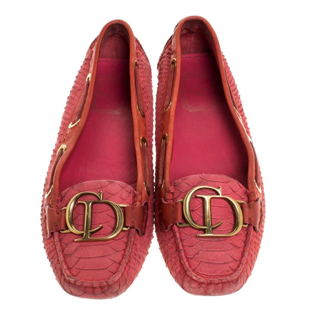 Dior Dior Pink Python Leather CD Logo Loafers Size 38 3