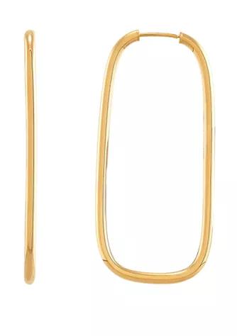 Belk & Co. Rectangle Hoop Earrings in 10K Yellow Gold