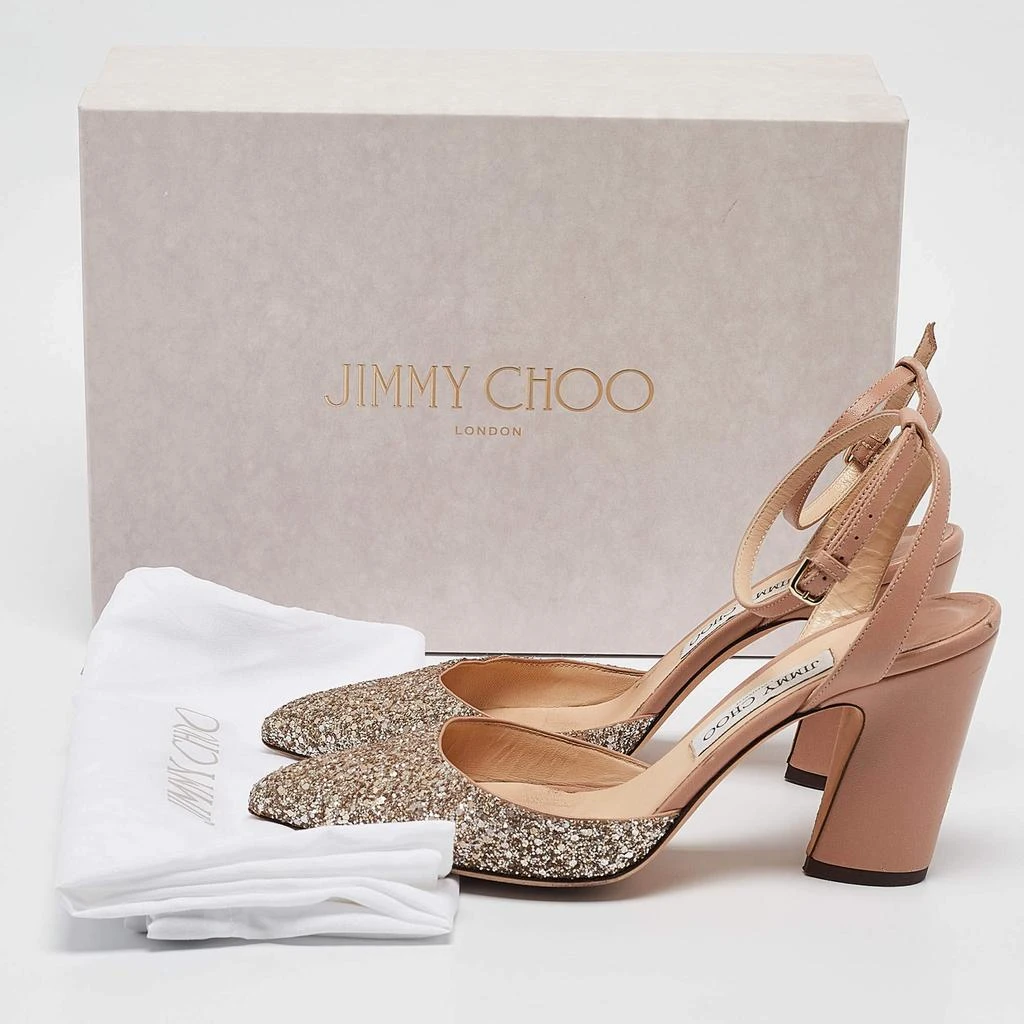 Jimmy Choo Jimmy Choo Beige/Silver Glitter and Leather Micky Pumps Size 39 9