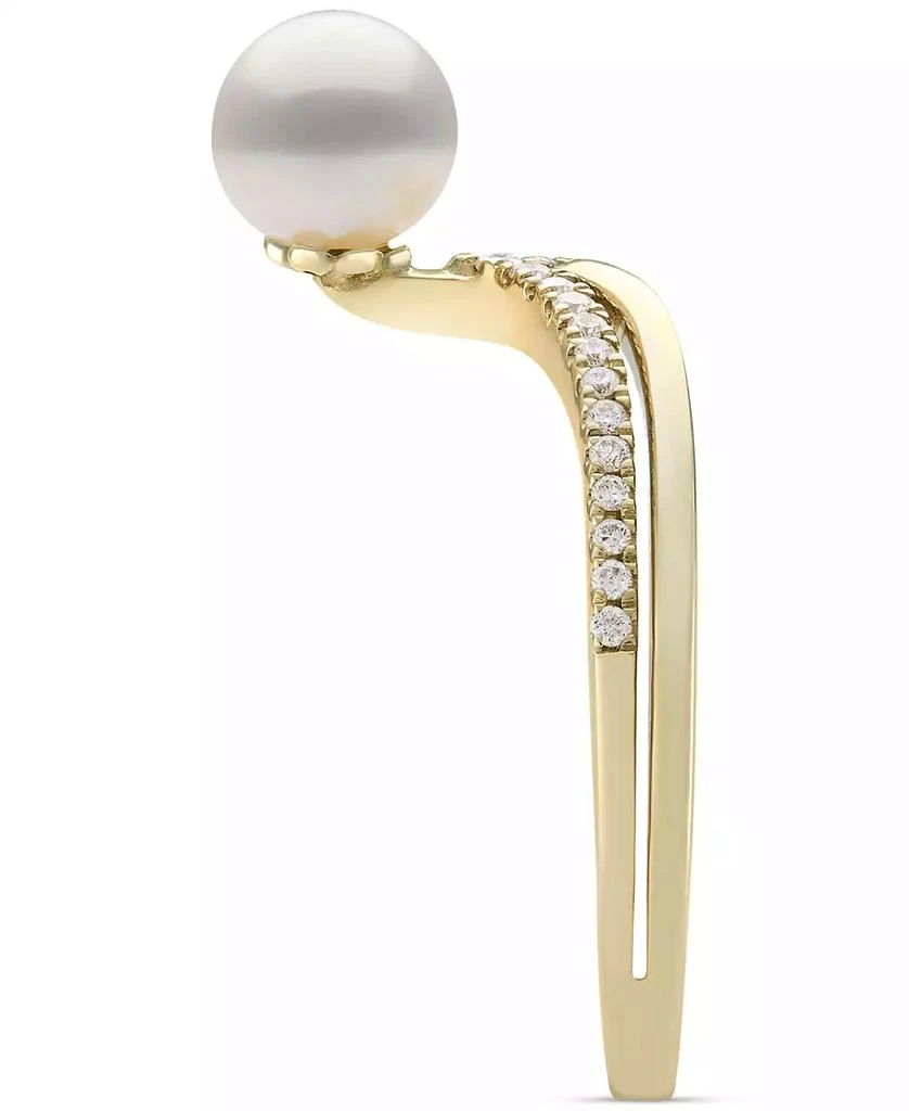 Belle de Mer Cultured Freshwater Pearl (6mm) & Diamond (1/10 ct. t.w.) Chevron Ring in 10k Gold 3