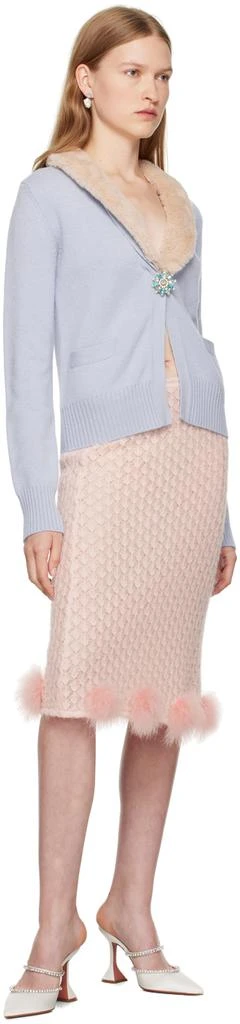 BLUMARINE Blue Faux-Fur Collar Cardigan 4