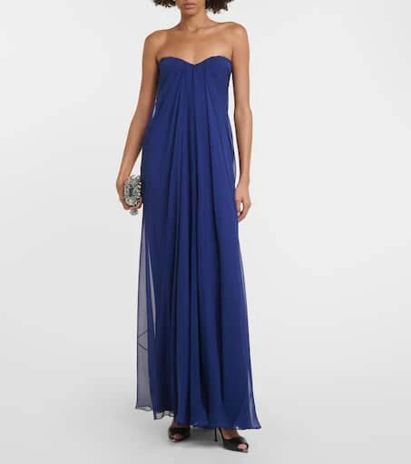 Alexander McQueen Strapless draped silk chiffon gown 2