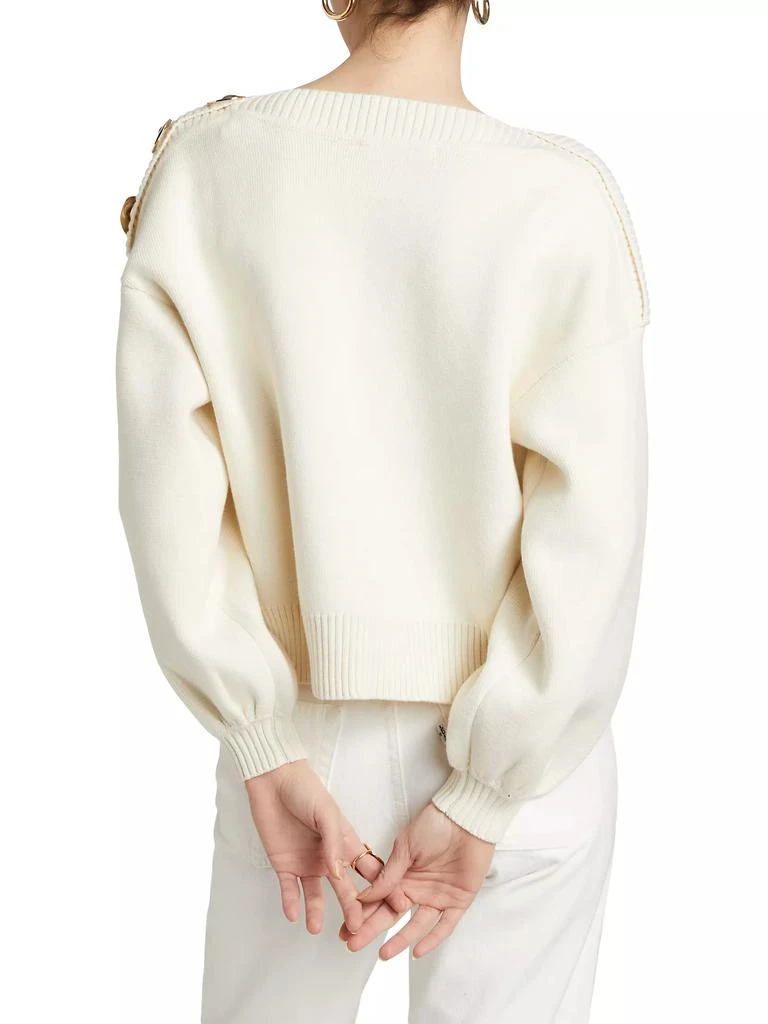 ba&sh Mateo Button-Detailed Cotton &amp; Wool Sweater 5