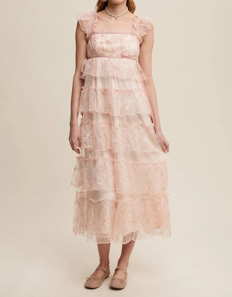 chinese dress ladies Organza Puff Sleeve Floral Print Maxi Dress