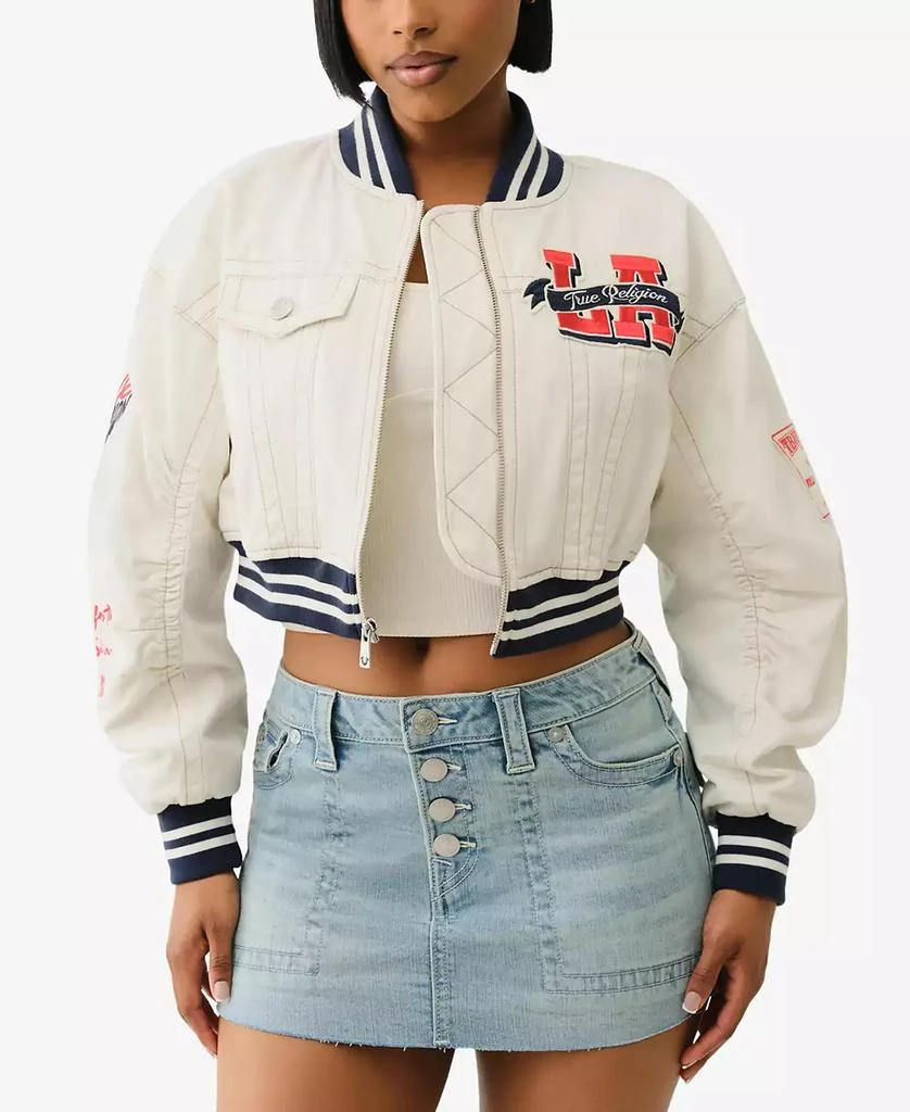 True Religion Women's Varsity Bomber Collar Jacket 1
