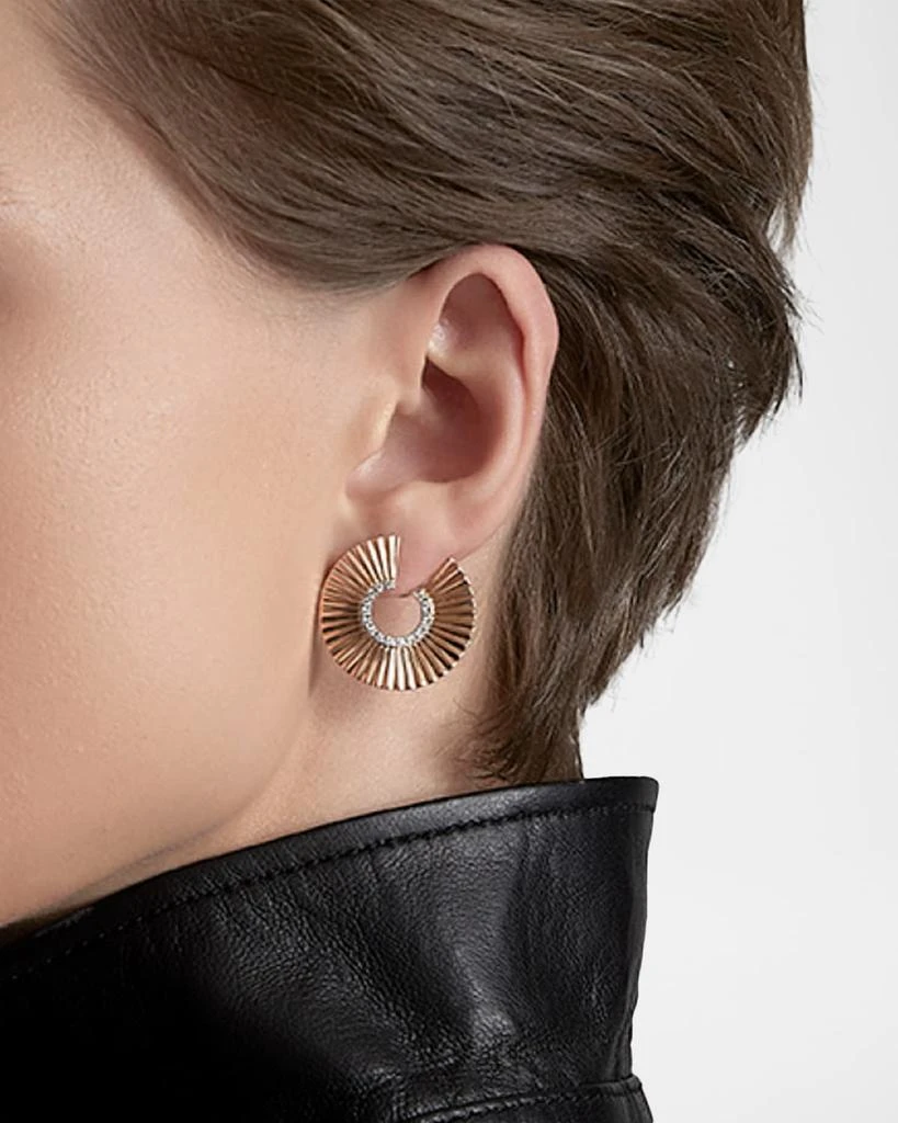 Walters Faith Clive 18K Yellow Gold Fluted Front Facing Diamond Hoop Earrings 3