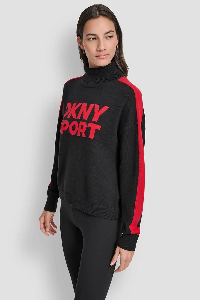 DKNY LONG SLEEVE TURTLE NECK JACQUARD LOGO SWEATER Sweaters
