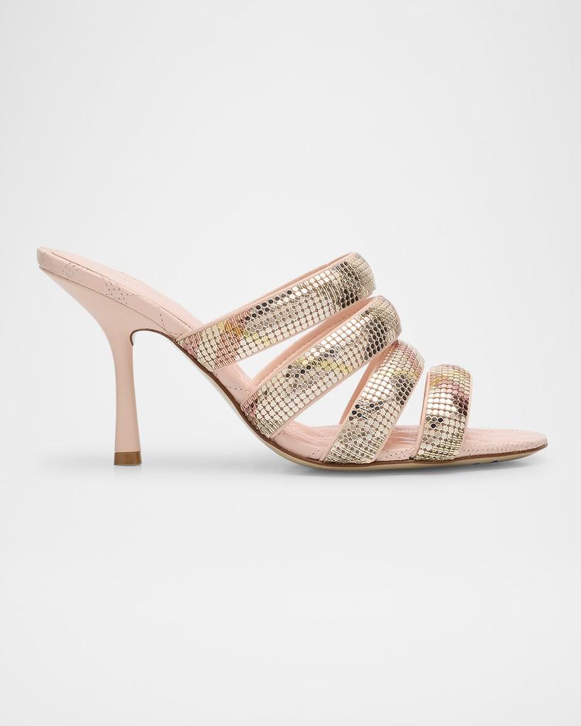 Burberry Mews Brass Check Four-Band Slide Sandals