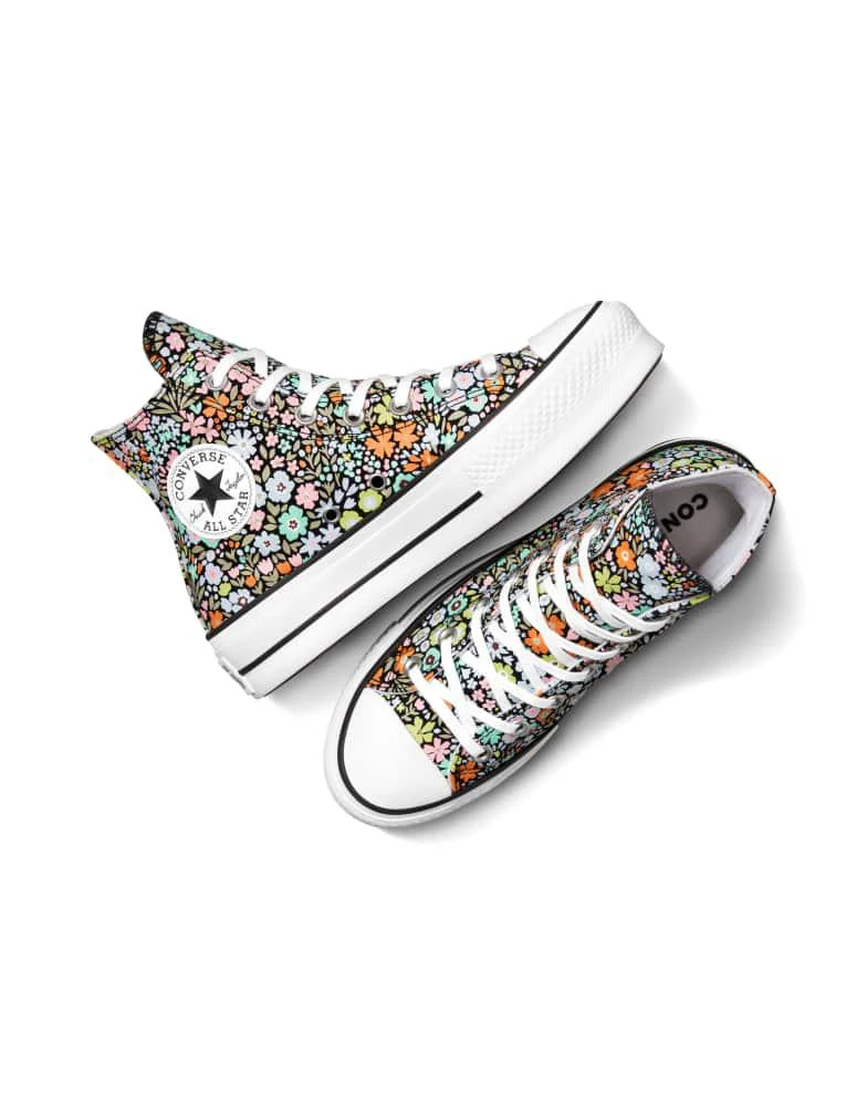 Converse Converse Chuck taylor all star lift trainers allover florals in black/white/pale surplus 3