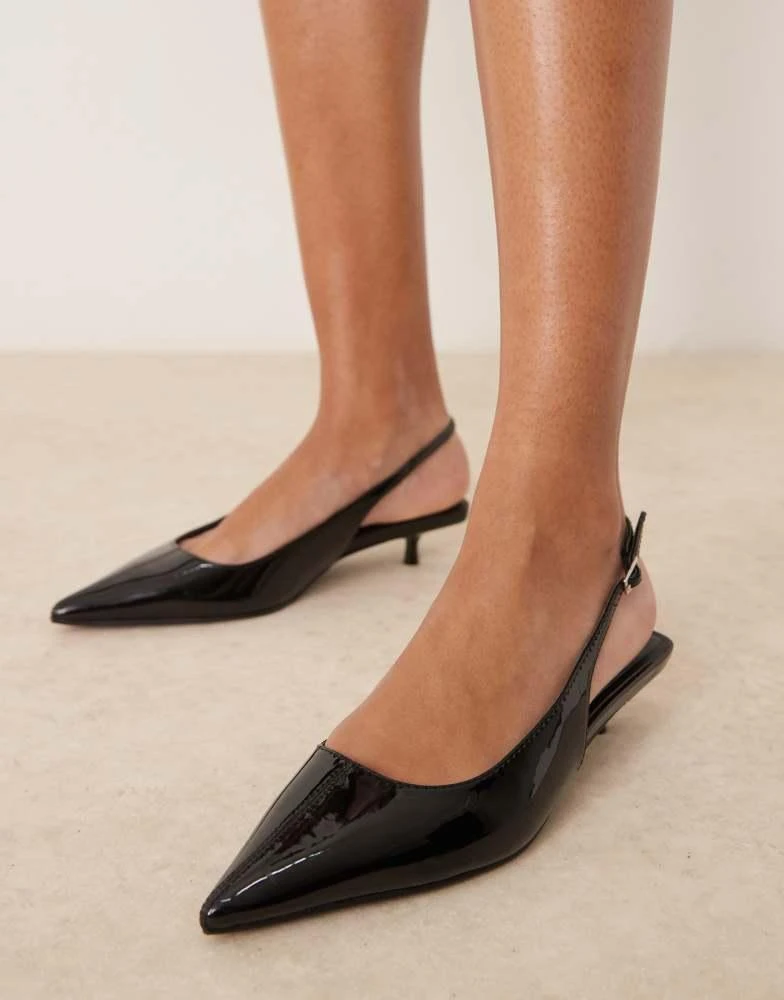 New Look New Look pointed kitten heeled shoe in black 1