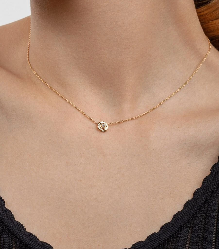 PIAGET Rose Gold and Diamond Rose Pendant Necklace 3