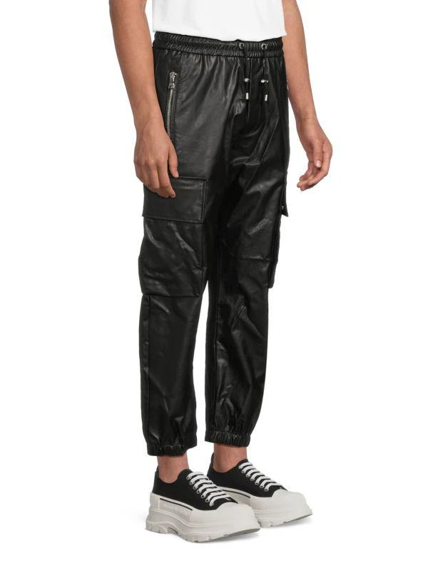 Balmain Faux Leather Cargo Joggers 3