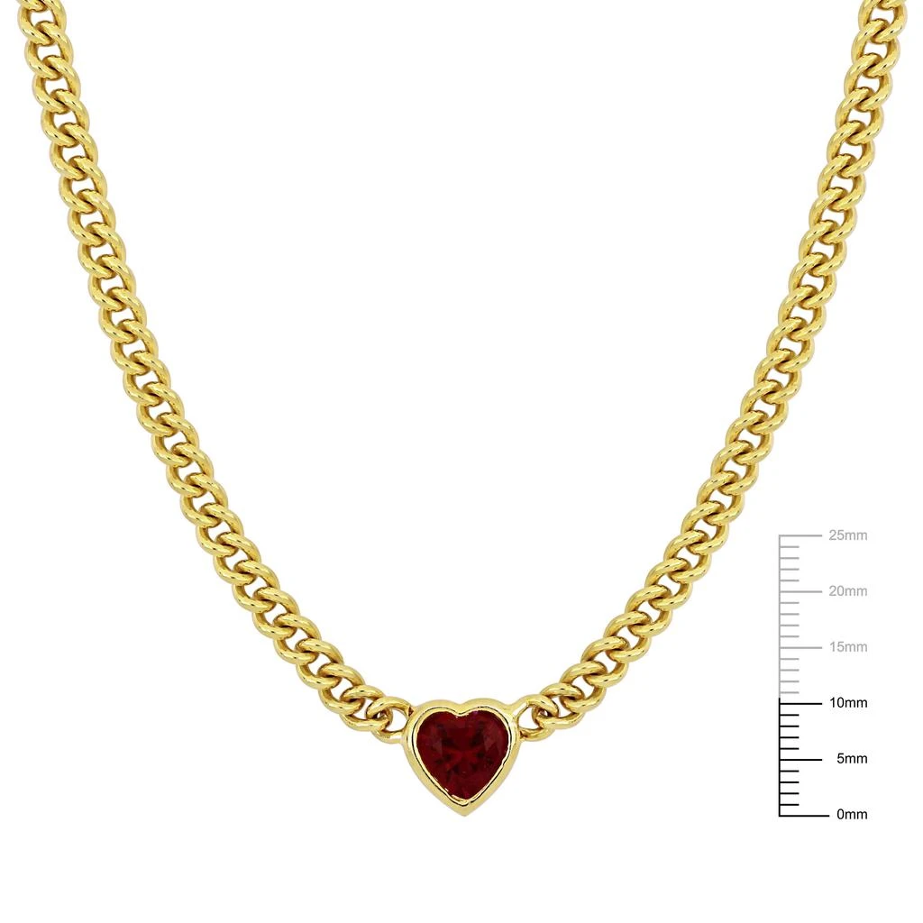 Mimi 
Max 2 7/8 CT TGW Heart Shaped Created Ruby Curb Link Necklace in Yellow Silver - 18 in 3