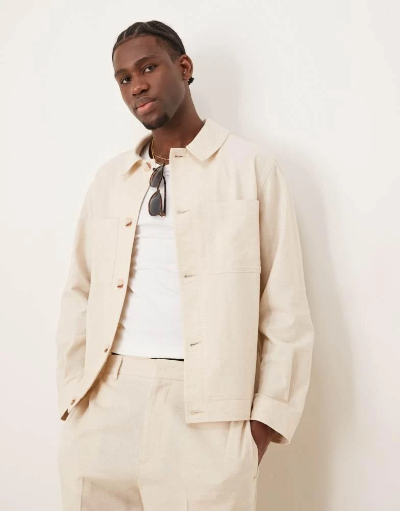 ASOS ASOS DESIGN cotton smart co-ord shacket in stone 1