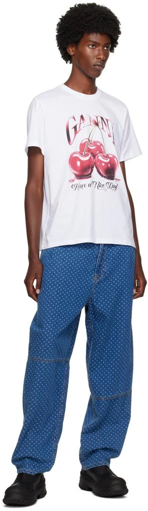 Ganni White Cherry Relaxed T-Shirt 4