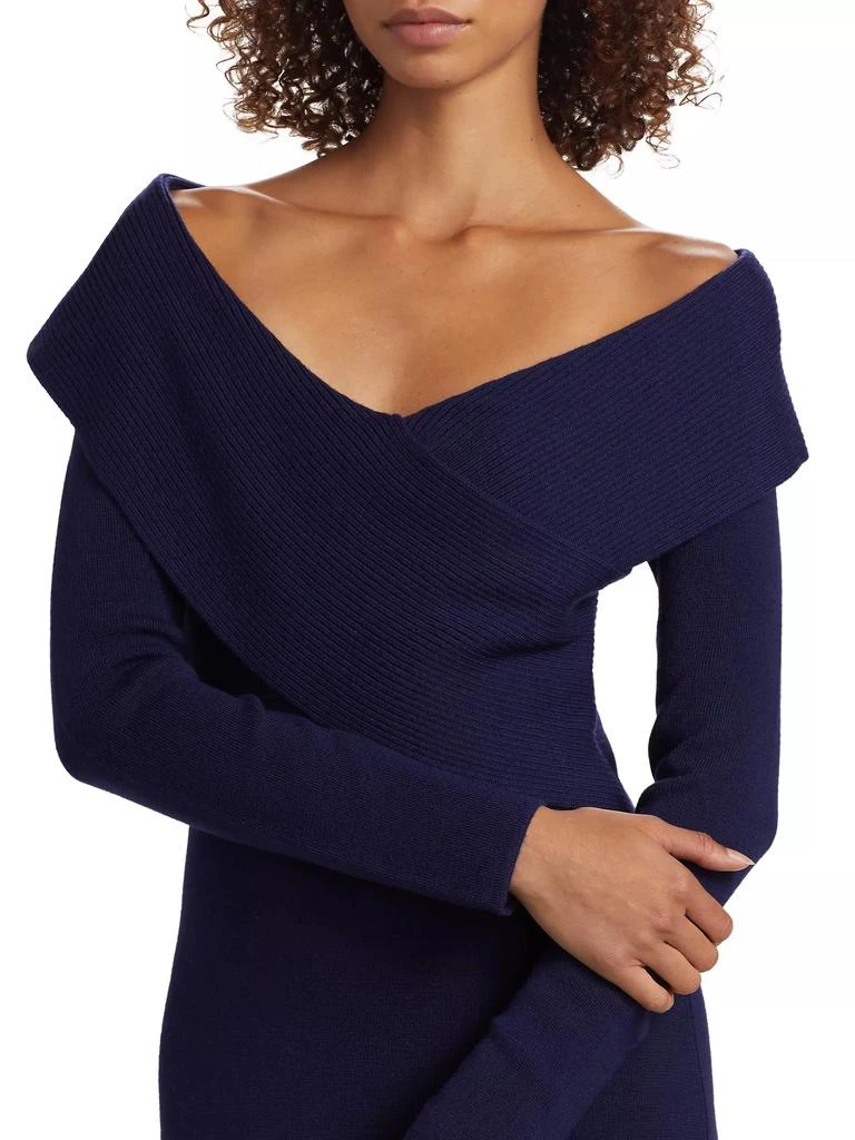 Tahari Rowan Wool Off-The-Shoulder Sweaterdress 6