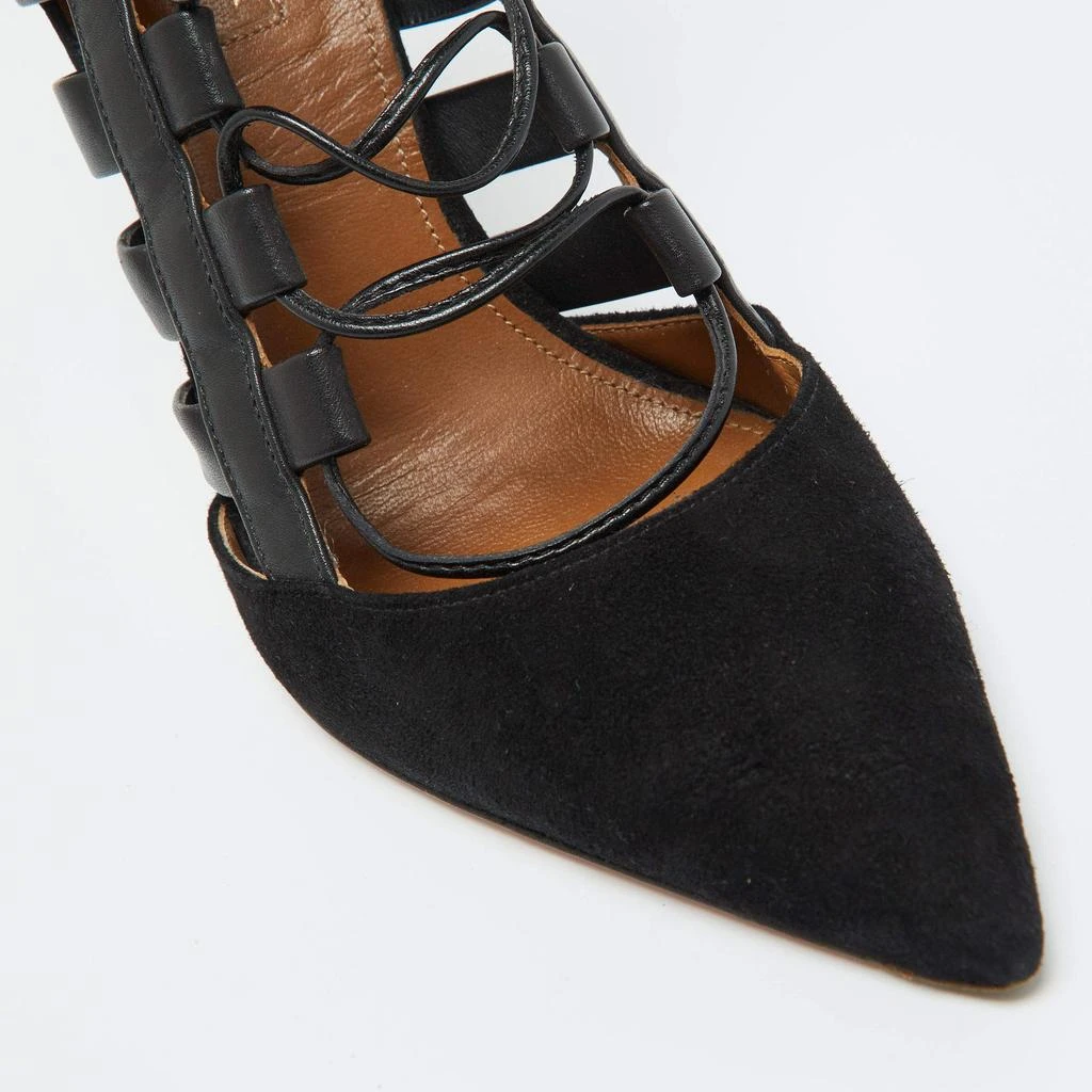 Aquazzura Aquazzura Black Suede and Leather Amazon Ankle Wrap Pumps Size 38 7