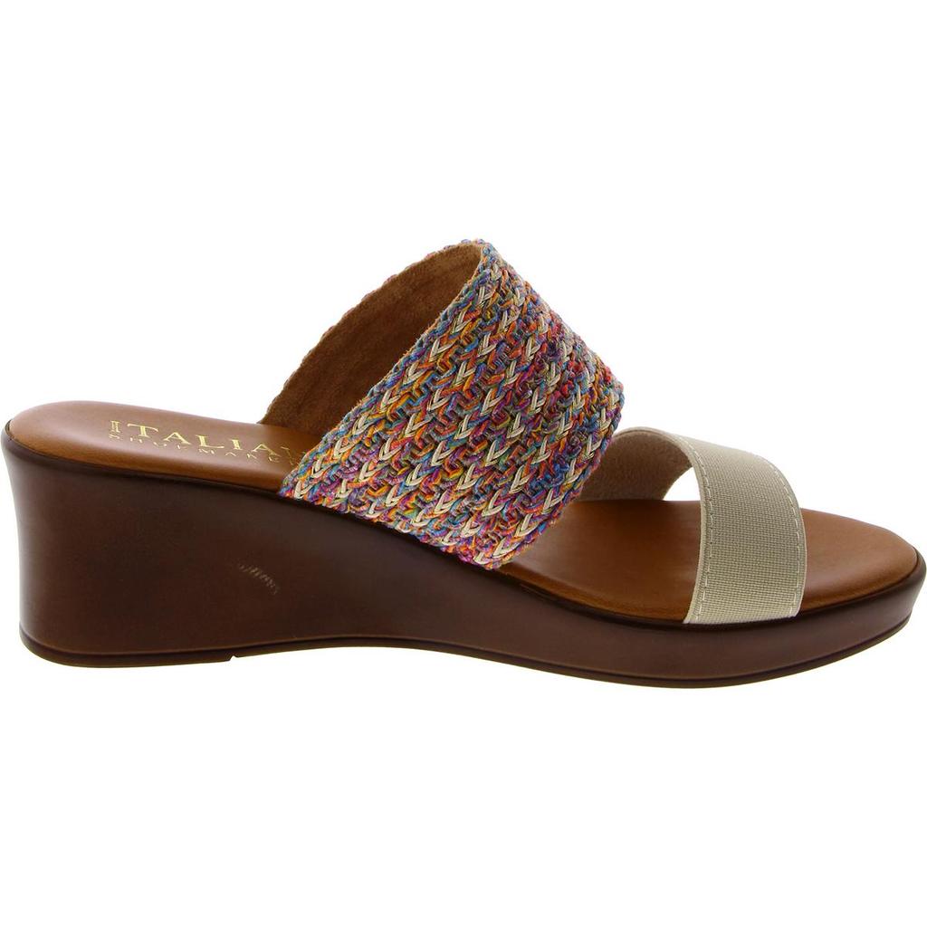 Italian Shoemakers Erase Womens Faux Leather Metallic Wedge Sandals