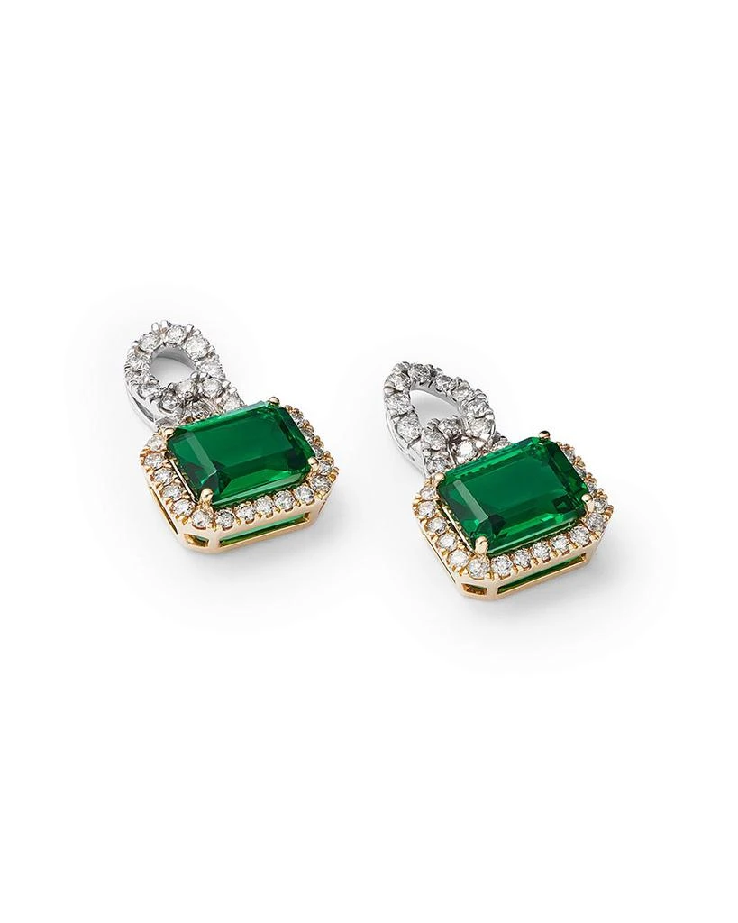 Bloomingdale's Fine Collection Emerald & Diamond Link Drop Earrings in 14K Yellow & White Gold - Exclusive 4