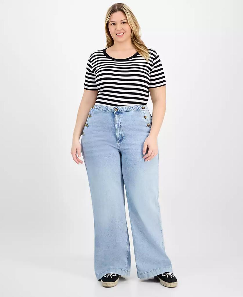 On 34th Trendy Plus Size High-Rise Relaxed-Fit Wide-Leg Sailor Jeans, Exclusively at Macy's