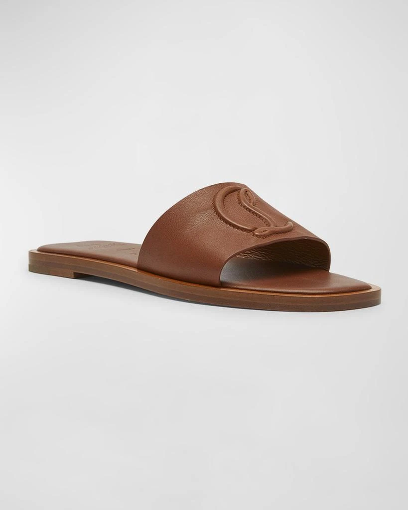Christian Louboutin Leather Logo Red Sole Slide Sandals 3
