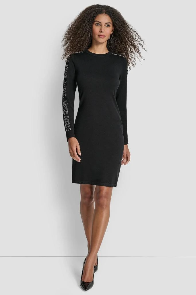 DKNY LONG SLEEVE KNIT LOGO DRESS - Free Shipping - BeyondStyle