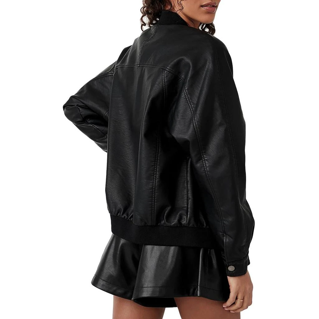 We The Free Wild Rose Womens Faux Leather Cold Weather Bomber Jacket 2
