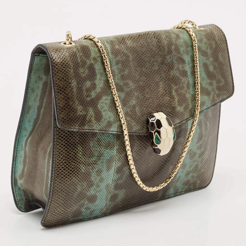 BVLGARI Bvlgari Green/Black Karung Serpenti Forever Flap Shoulder Bag 3